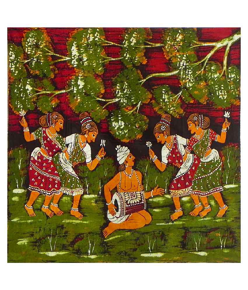 Dollsofindia Santhal Tribal Dancers Batik Folk Art Painting Without Frame:  Buy Dollsofindia Santhal Tribal Dancers Batik Folk Art Painting Without  Frame at Best Price in India on Snapdeal