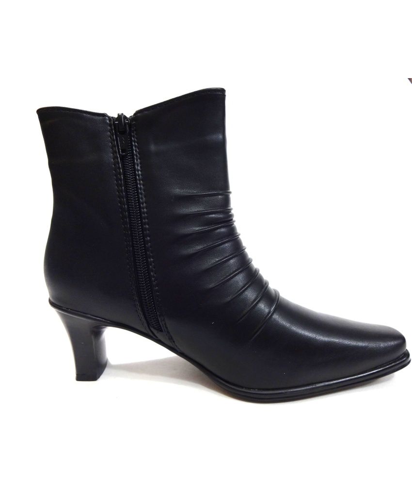 Selfie Black Heel Ankle Boots Price in India- Buy Selfie Black Heel ...