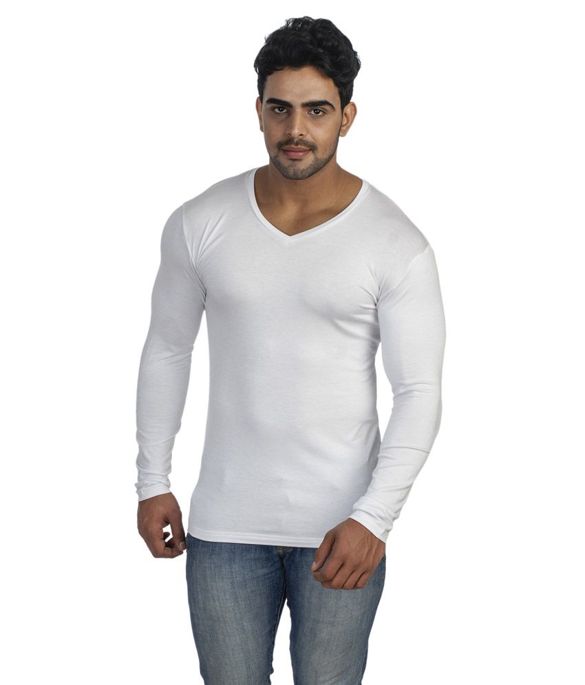 Basics Spandex Lycra V-neck Full Sleeves T-shirt - Buy Basics Spandex ...