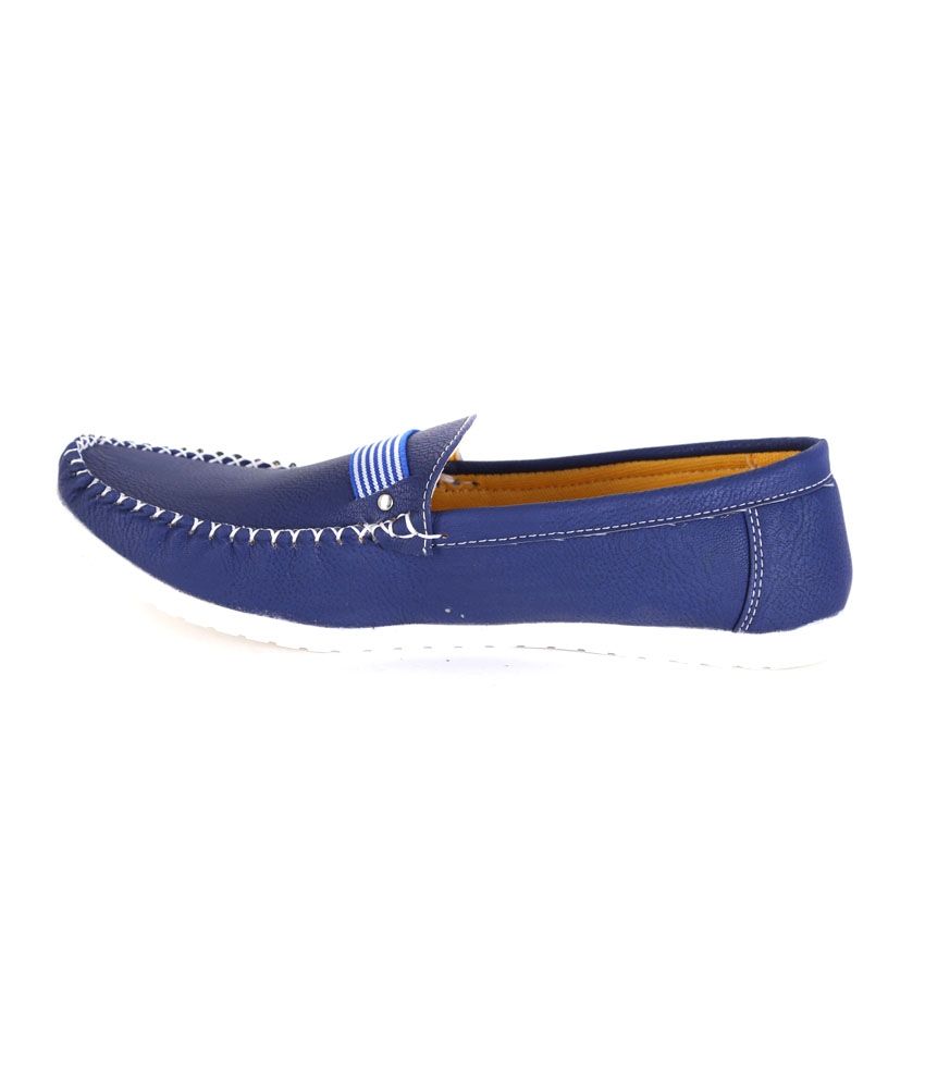 mens blue leather slip on shoes