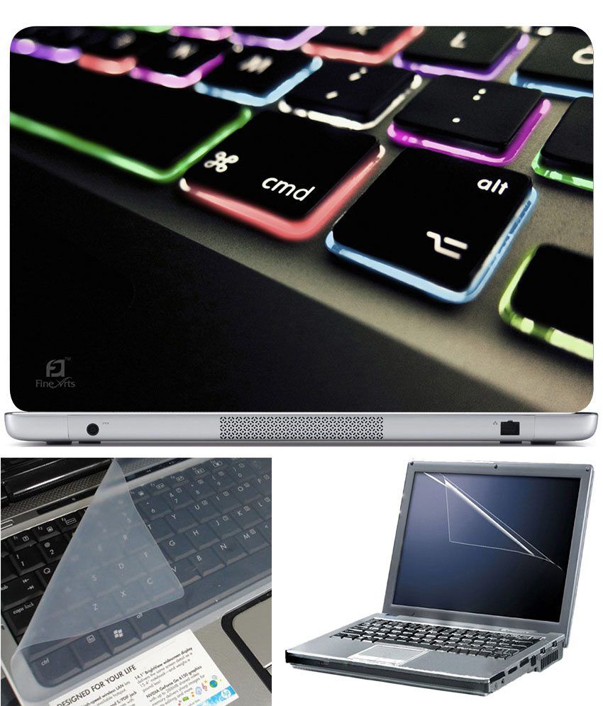     			Finearts Textured Laptop Skin With Key Guard And Screen Protector - Keypad Color LED Printed