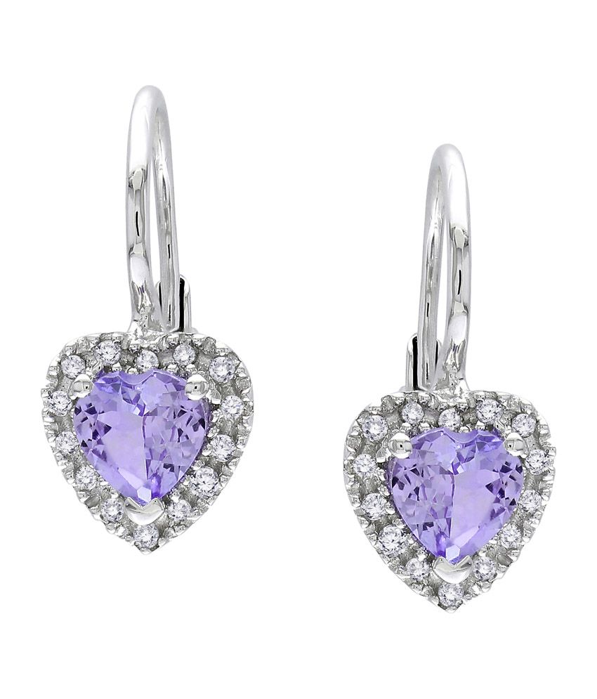 Kiara Swarovski Elements Heart Shape Purple Stone Earrings Kiara Swarovski Elements Heart Shape Purple Stone Earrings