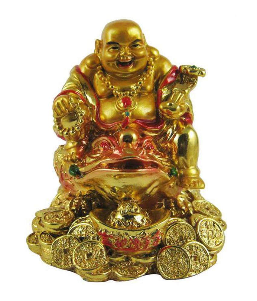 Odishabazaar Golden Laughing Buddha On Feng Shui Money Frog: Buy ...