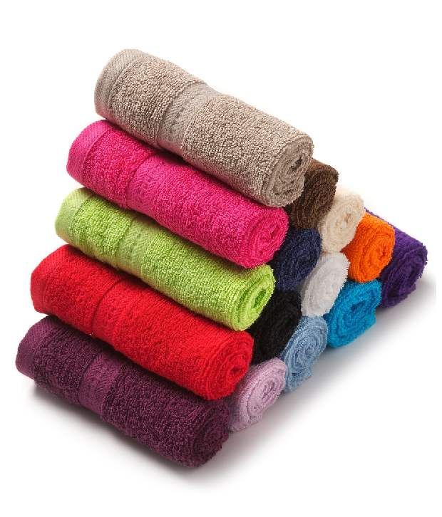 Z Decor Set of 20 Poly Cotton Face Towel - Multi Color ...