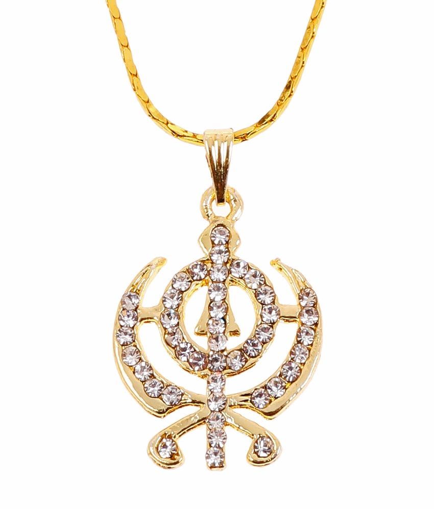 Shimmery Religious Khanda Pendant with Chain by GoldNera: Buy Shimmery ...