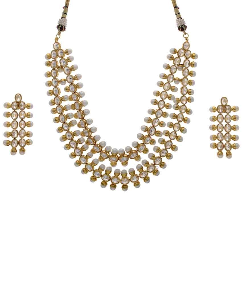 Hyderabad Jewels Ethnic Gold Plated American Diamond Necklace Set Buy