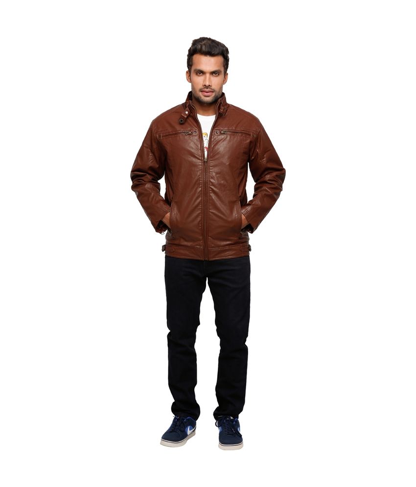 Status Quo Brown Pu Leather Full Sleeves Men Jacket Status Quo Brown Pu Leather Full Sleeves Men Jacket