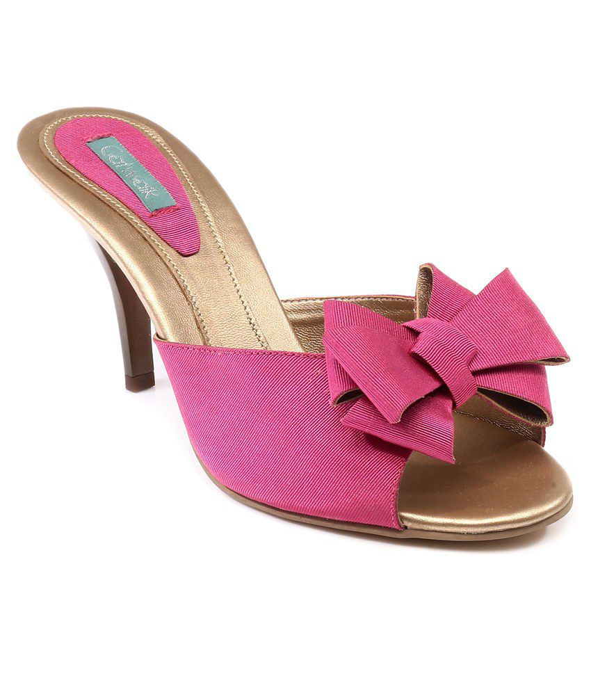Catwalk Pink Heeled Slip-On Sandals 
