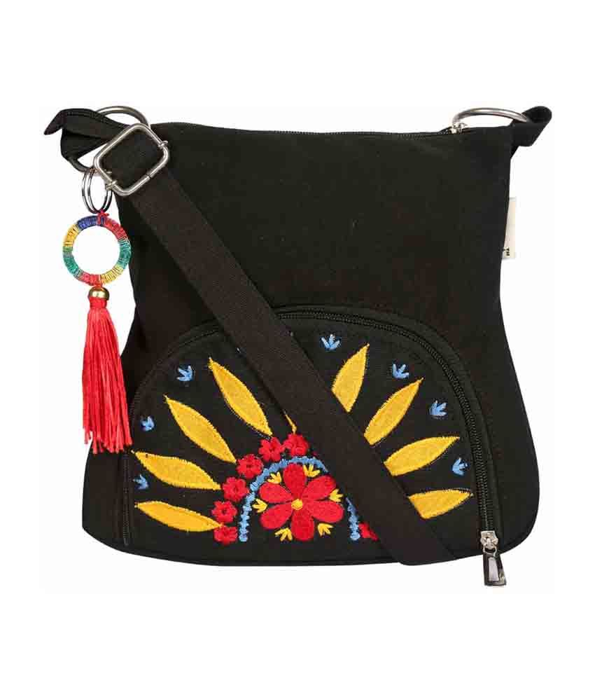 Pick Pocket Black Canvas Cloth Sling Bag Buy Pick Pocket Black Canvas