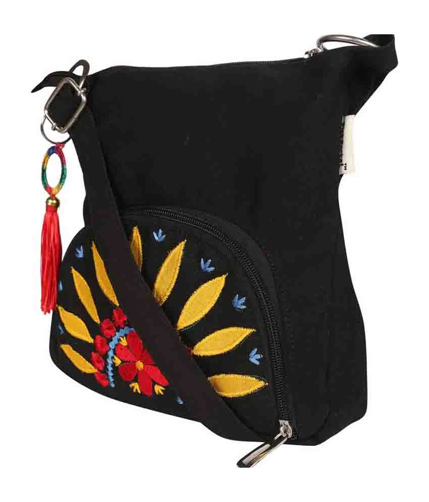 Pick Pocket Black Canvas Cloth Sling Bag Buy Pick Pocket Black Canvas