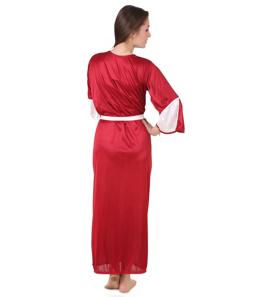 maroon satin robe