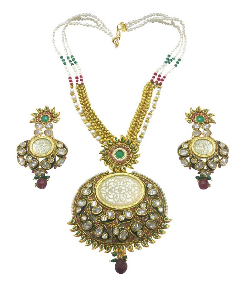 Shree Ram Krishna Jewellers Gold Bridal Necklace Set With Earrings: Buy ...