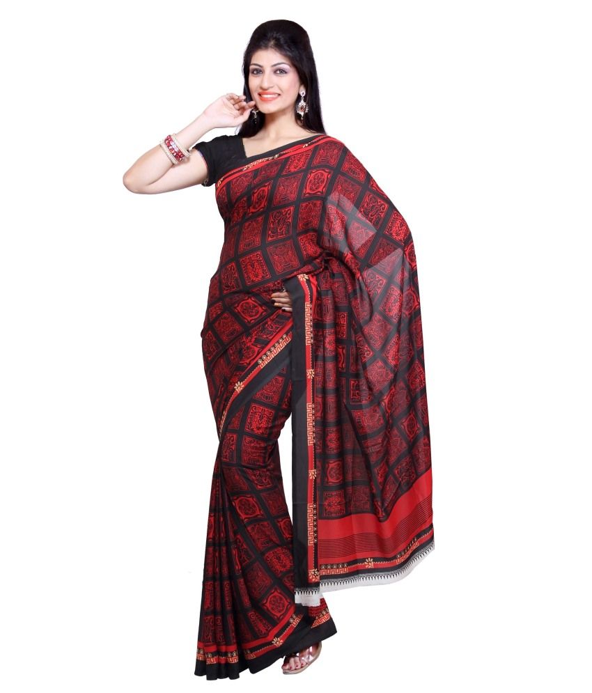 Ishin American Crepe Saree With Blouse Piece (pack Of 5) - Buy Ishin ...