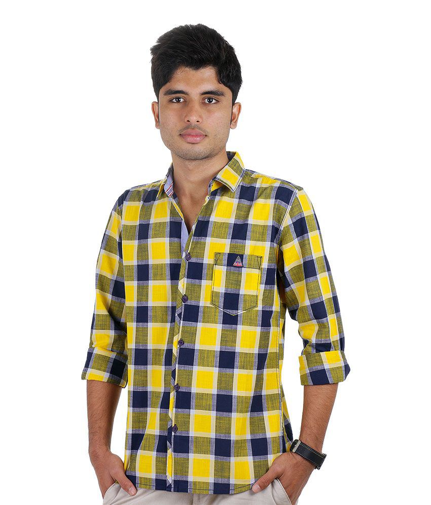 West Flax Yellow Cotton Slim Fit Casual Shirt - Buy West Flax Yellow ...