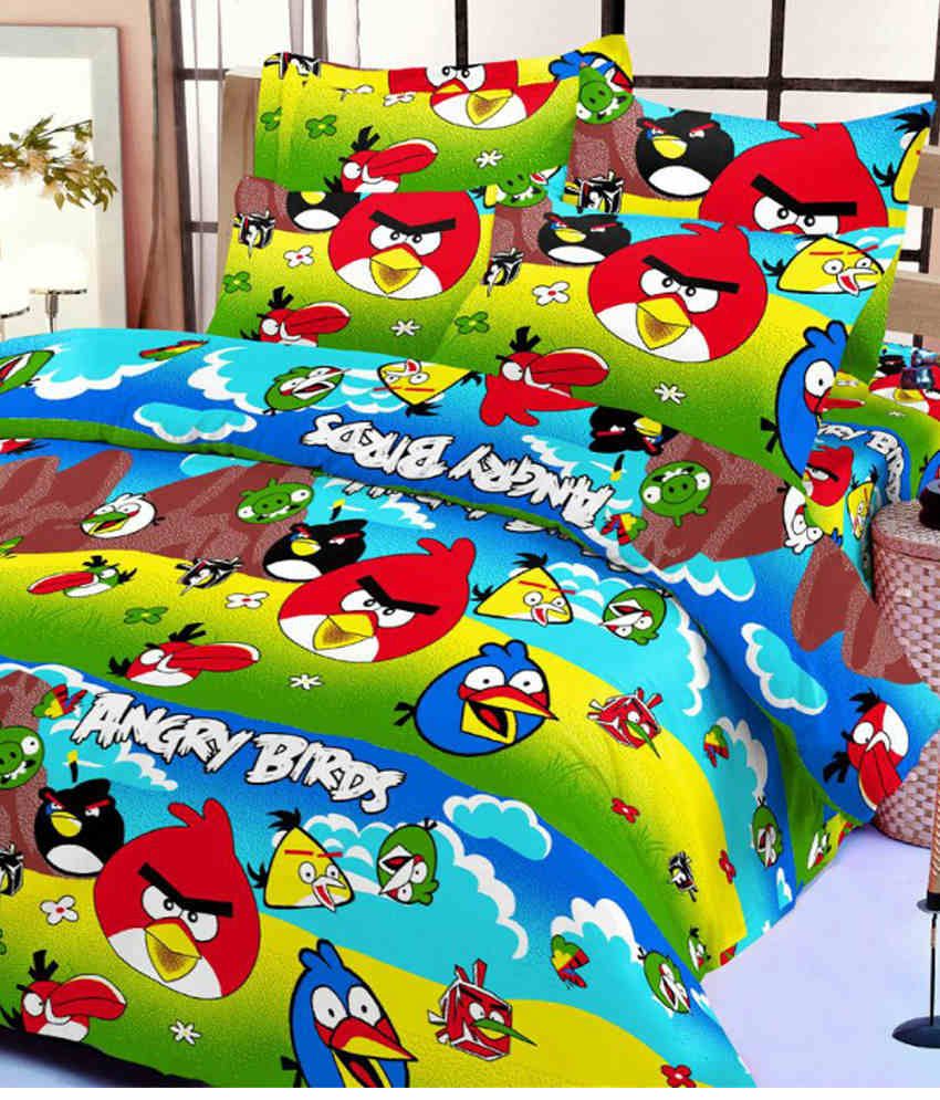 Kunal Angry Birds Procian Printed Mercerised Cotton Single Bedsheet Kunal Angry Birds Procian Printed Mercerised Cotton Single Bedsheet With 1 Pillow Cover