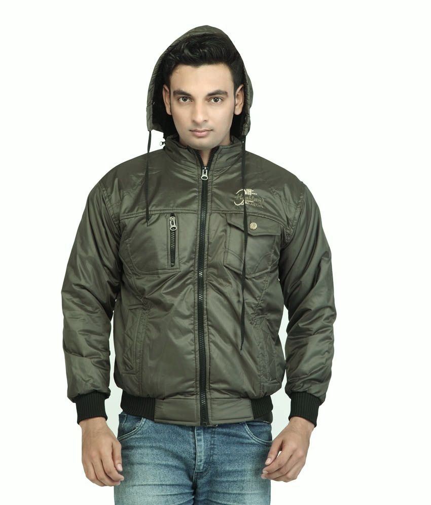 Thinline Green Polyester Hooded Men's Jacket - Buy Thinline Green ...