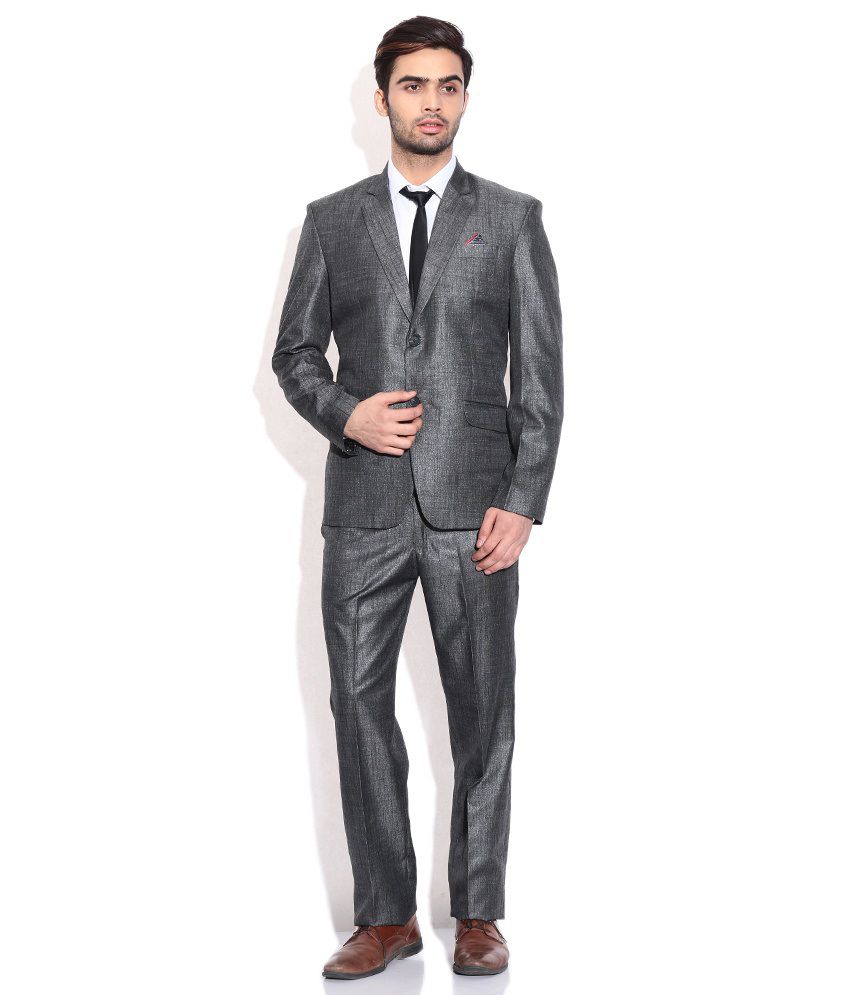 La-scoot Grey Black Colour Suiting Fabric Formal Wear Coat Pant Plain ...