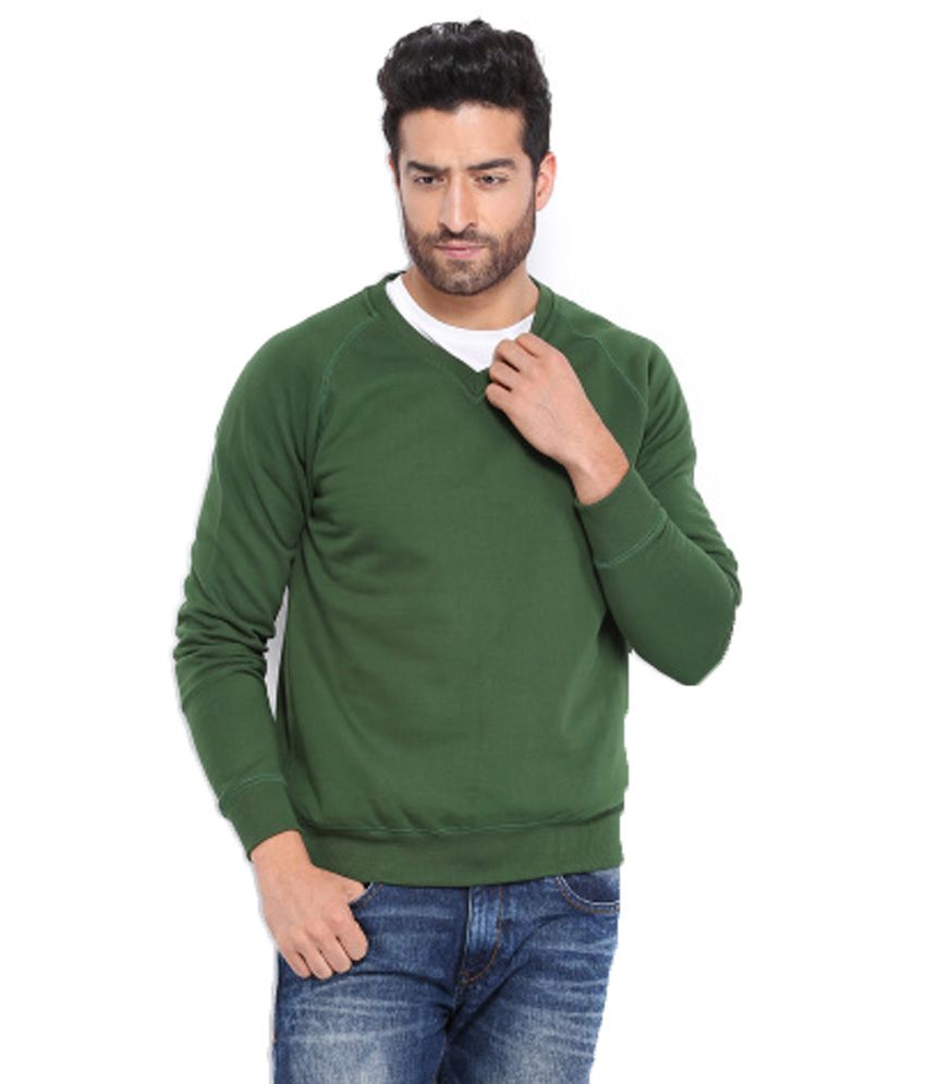 Hrx Green V-neck Men's Sweatshirt - Buy Hrx Green V-neck Men's ...