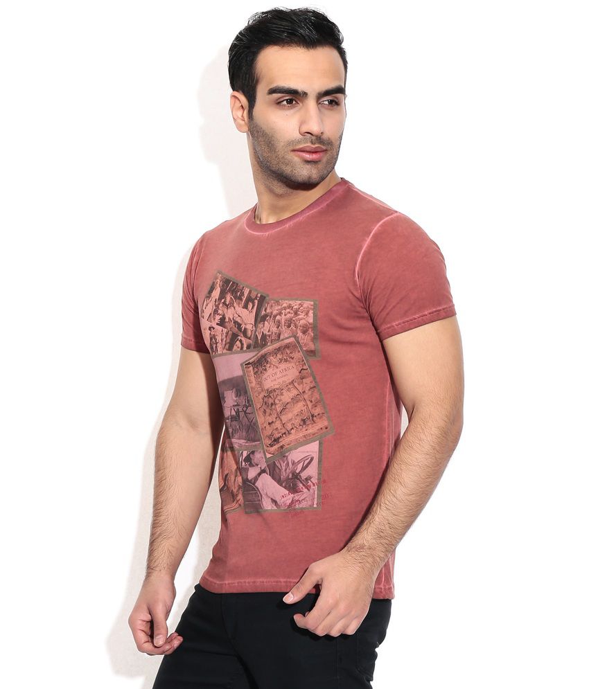 Indian Terrain Red Cotton Round T-Shirt - Buy Indian Terrain Red Cotton ...