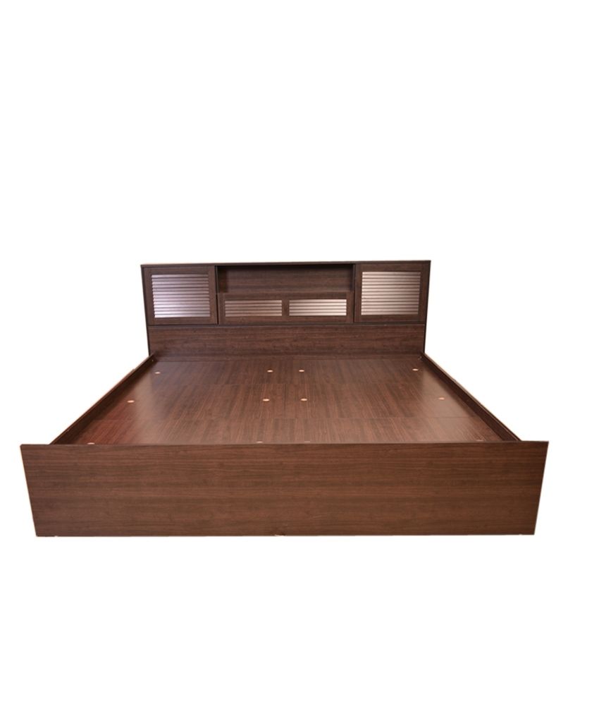  Haryana  Furniture  Brown Glossy Melamine Finish Double Bed 