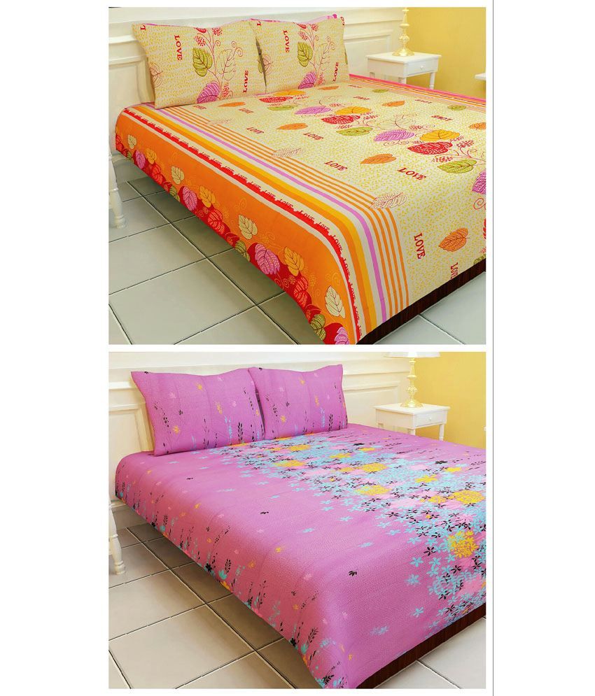 Luxury Bedsheets Multicolor Polyester Printed Buy 1 Get 1 Free