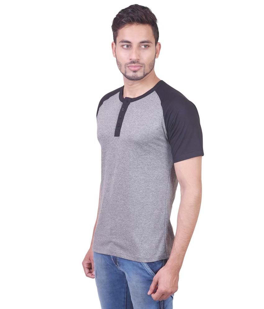 Download Indiemonk Raglan Henley T Shirts - Black Charcoal Melange ...