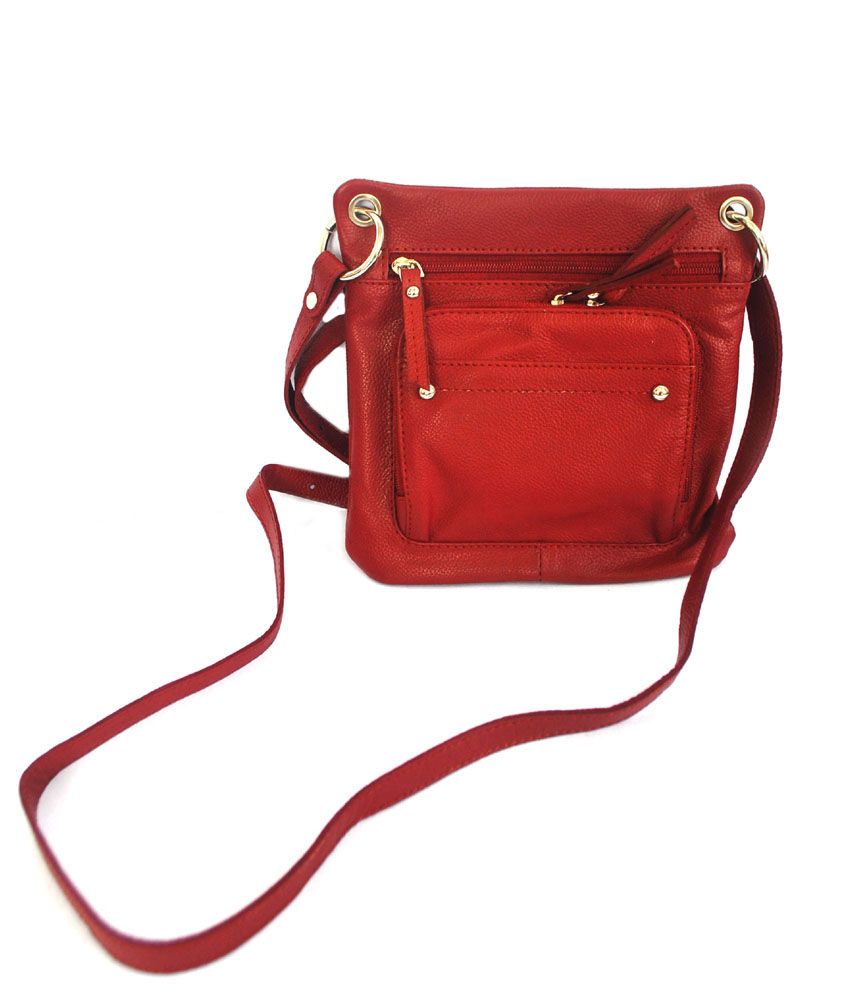 Modish Genuine Calf Leather Sling Bag Red Buy Modish Genuine Calf
