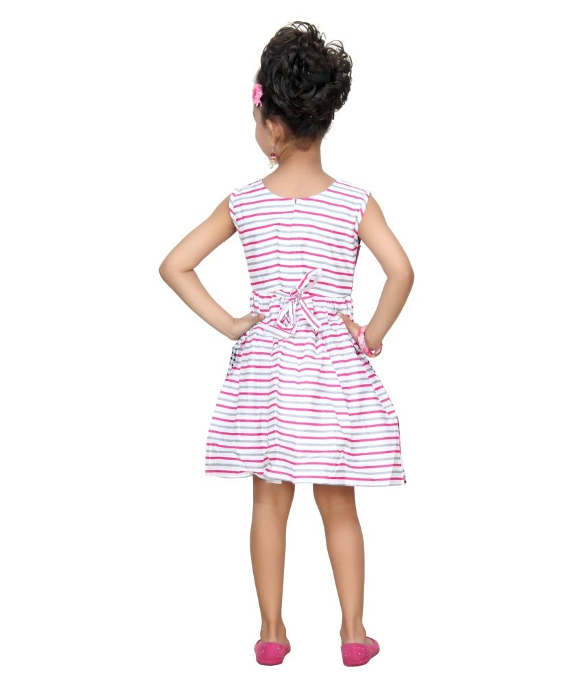 white and pink long frock