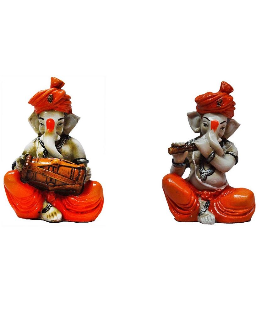     			Ecraftindia Ganesha Playing Dholak And Flute (set Of 2)