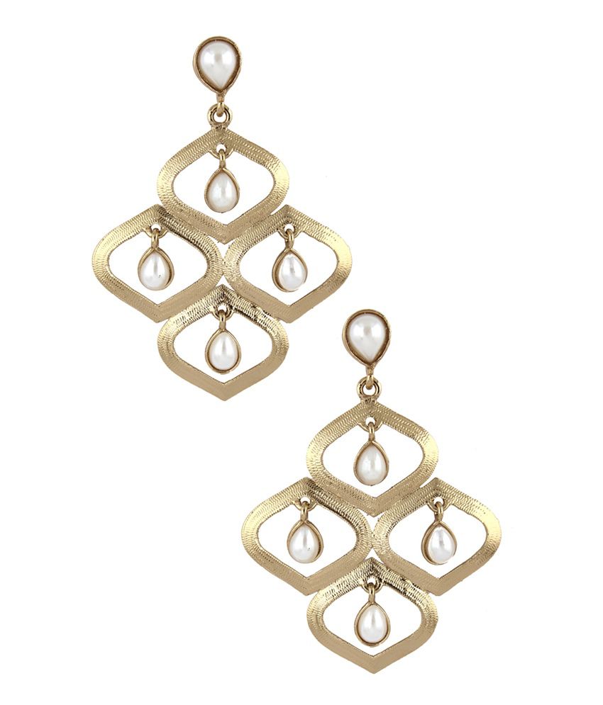     			The jewelbox designer antique gold plated pearl dangler drop earring