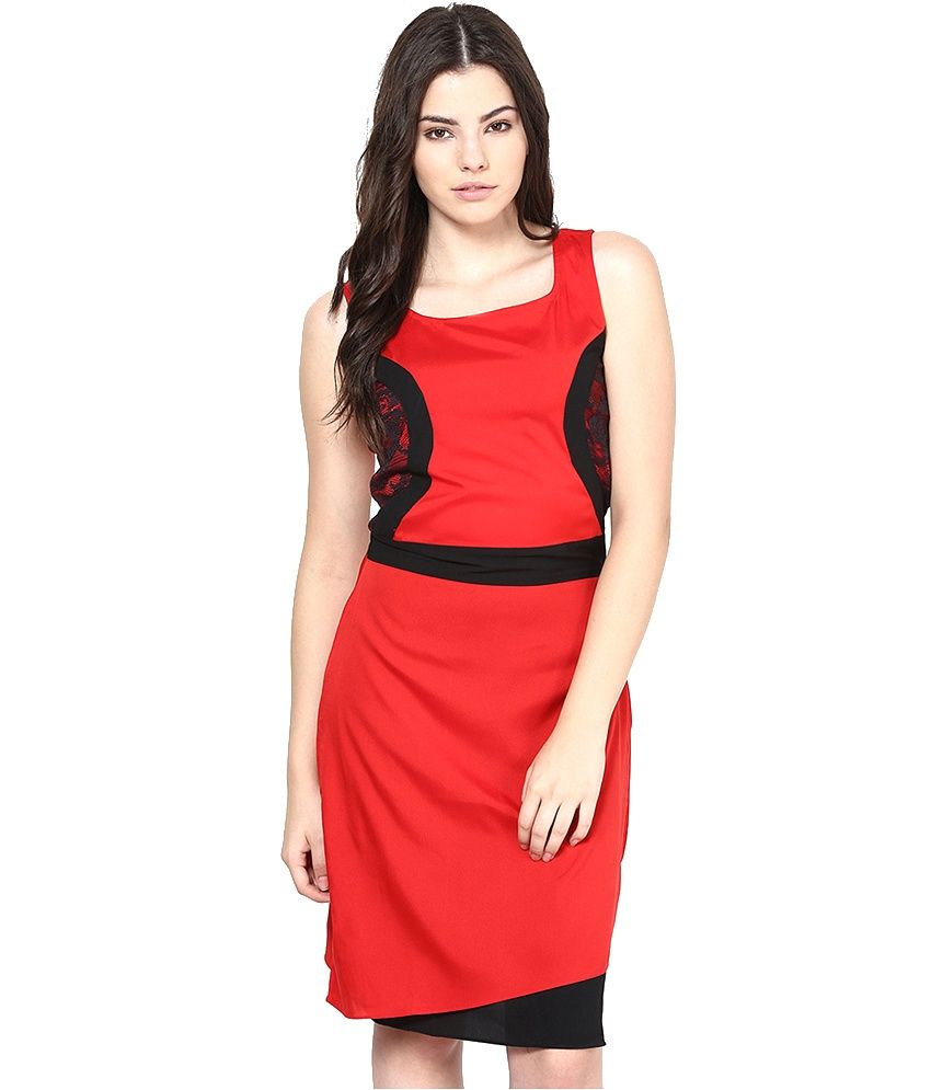 Athena Red Crepe Dresses Buy Athena Red Crepe Dresses Online at Best