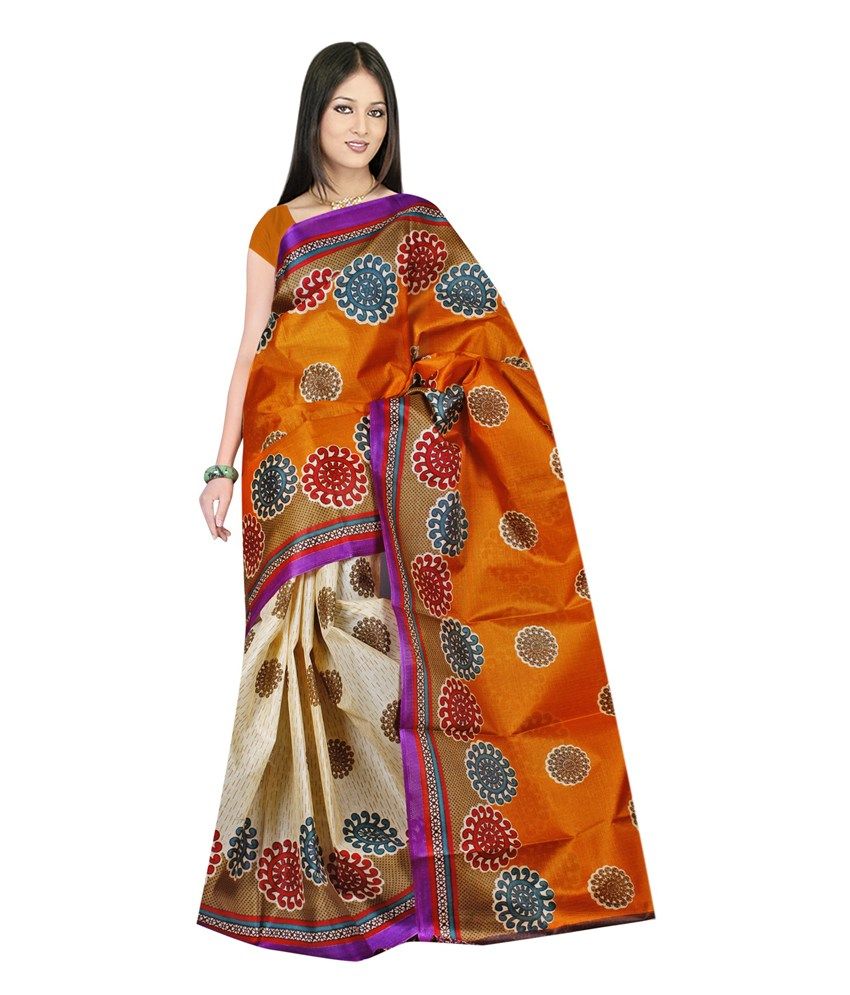 Mamta Sarees Multi Color Bhagalpuri Silk Saree Buy Mamta Sarees Multi Color Bhagalpuri Silk