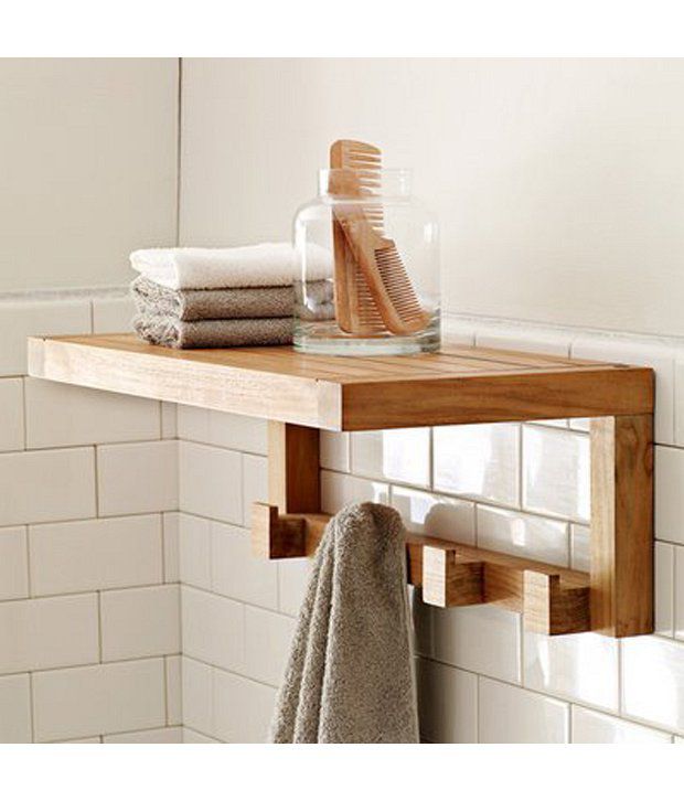 floating wood shelf for bathroom