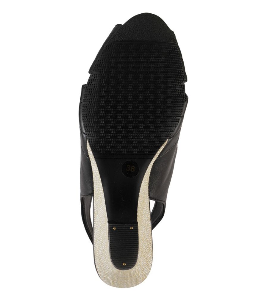 Mochi Black Wedges Sandals Price in India- Buy Mochi Black Wedges Sandals Online at Snapdeal