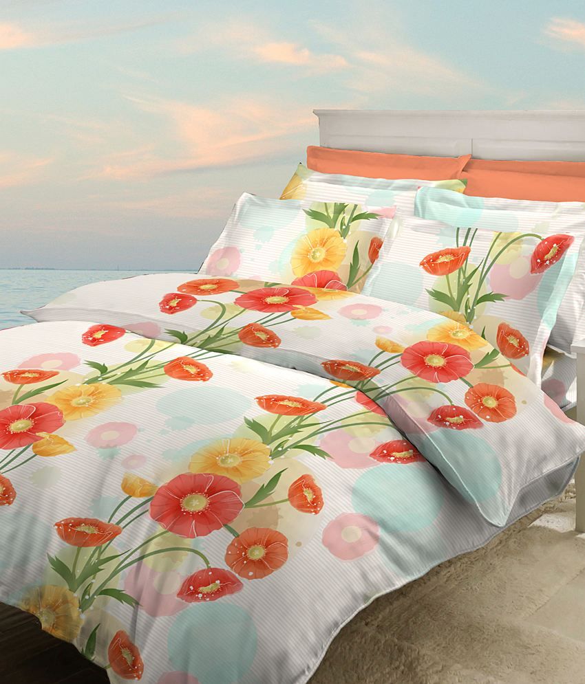 Bombay Dyeing Multicolour Floral Cotton Double Bedsheet With 2 Pillow Cover Buy Bombay Dyeing 3433