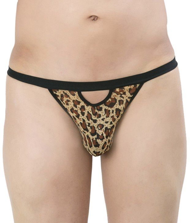 Laceandme Men's Mesh Thong Animal Print Gstring Pouch Briefs Underwear