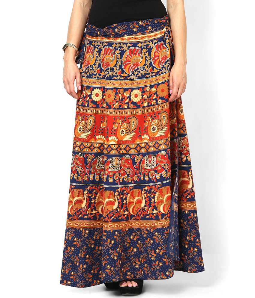 Buy Rajasthani Sarees Blue Cotton Skirts Online at Best Prices in India