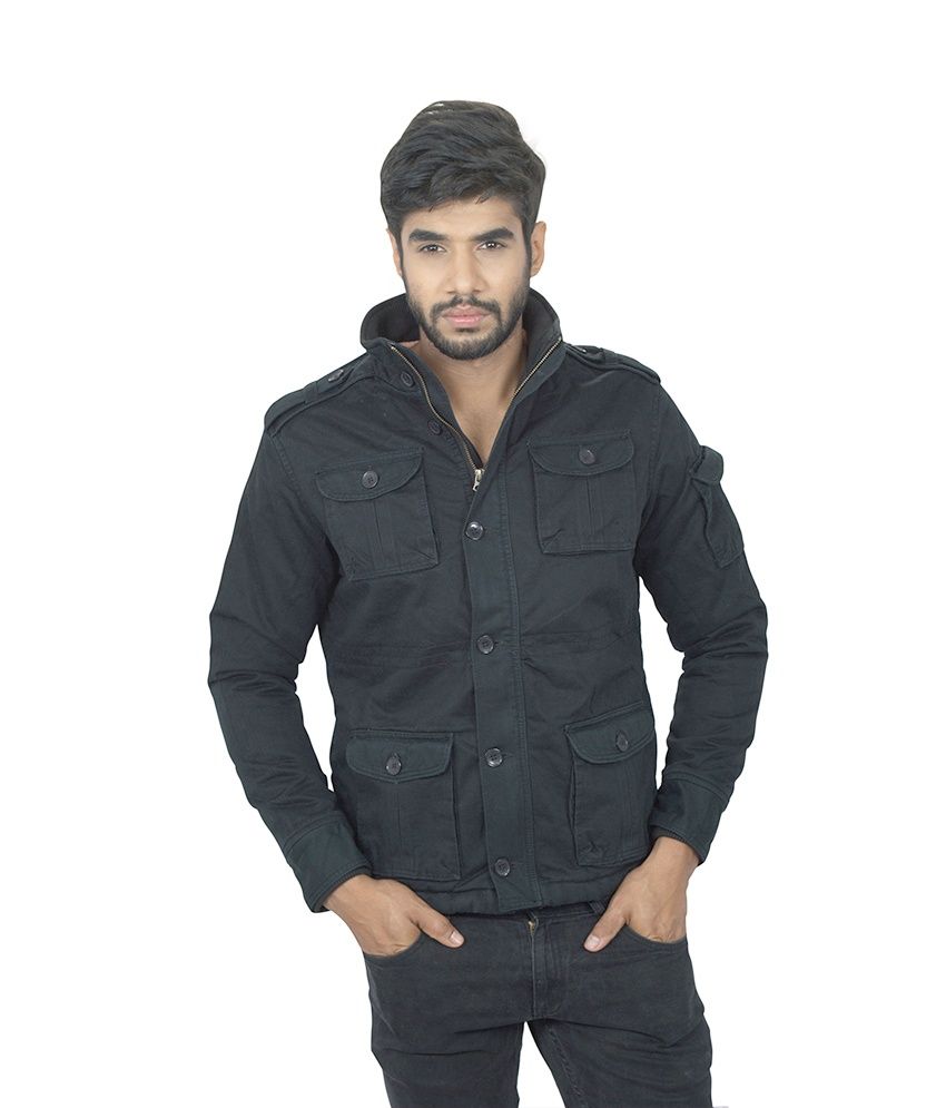 Rigs And Rags Black Cotton Casual Jacket - Buy Rigs And Rags Black Cotton Casual Jacket Online 
