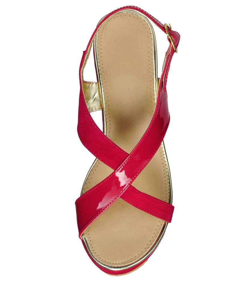 cheap red wedge sandals