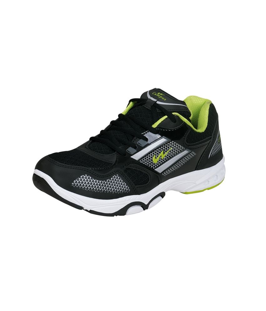 campus black sports shoes