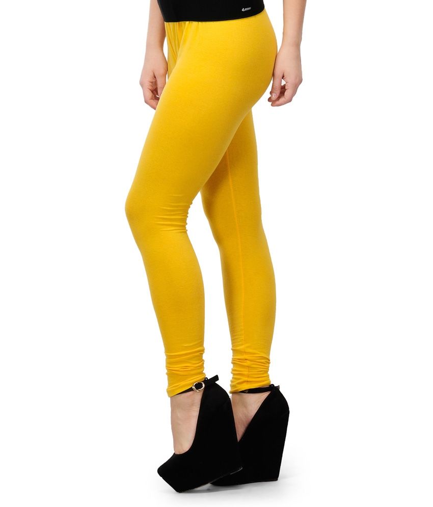Oleva Yellow Cotton Leggings Price in India Buy Oleva Yellow Cotton