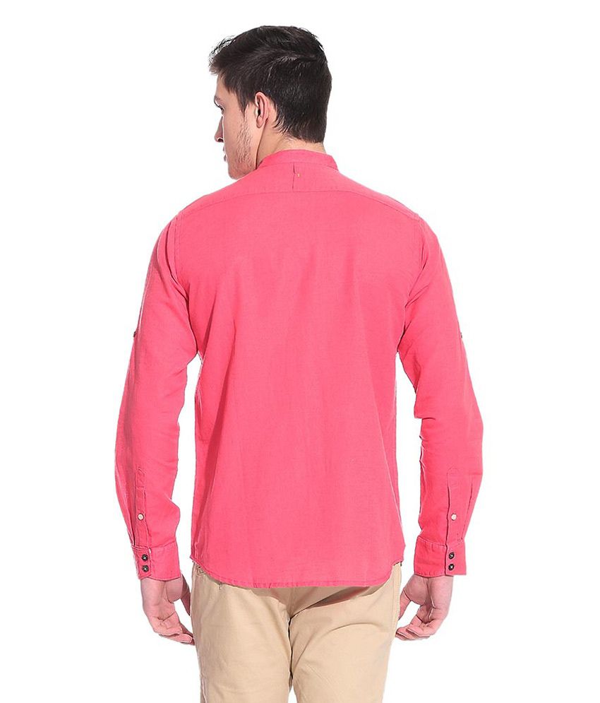 Meltin Mens Linen Red Mandarin Collar Shirt - Buy Meltin Mens Linen Red ...