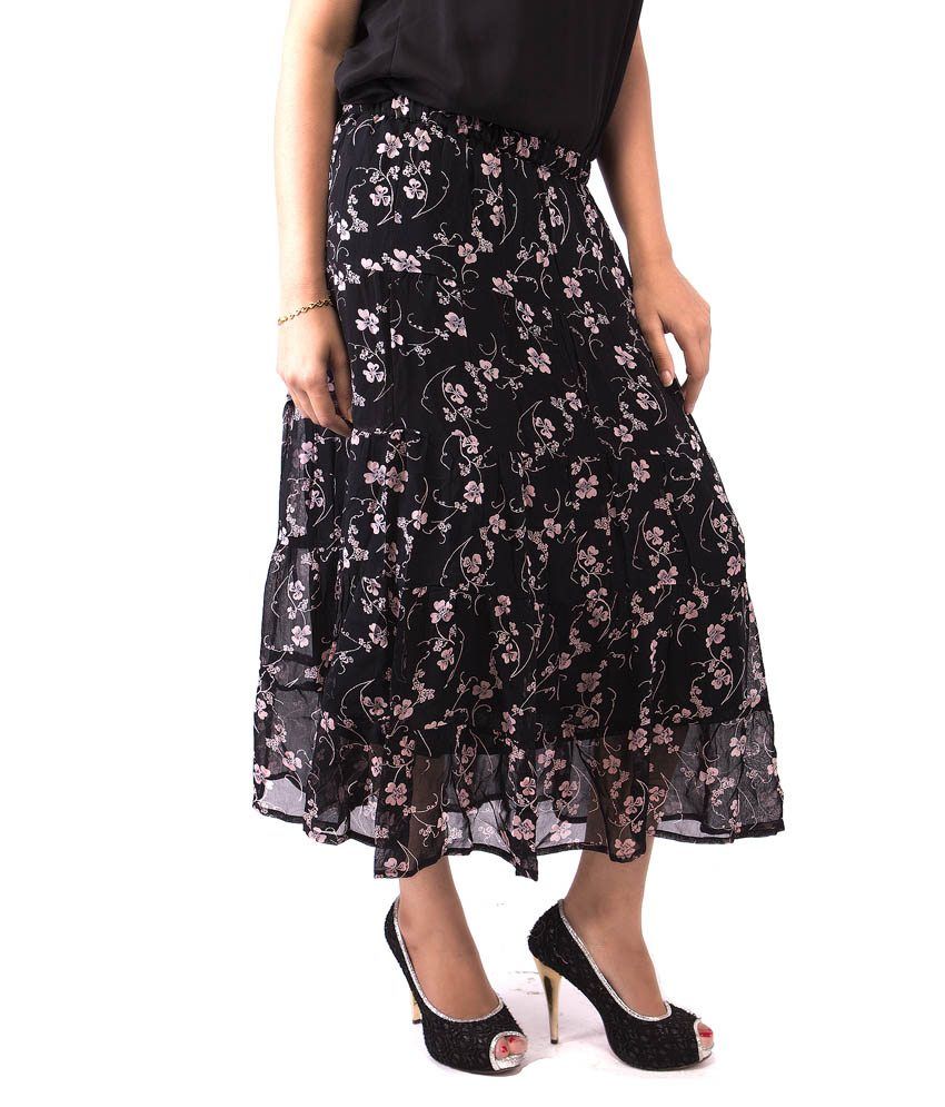 Buy Goodwill Georgette Straight Skirt - Black Online At Best Prices In 