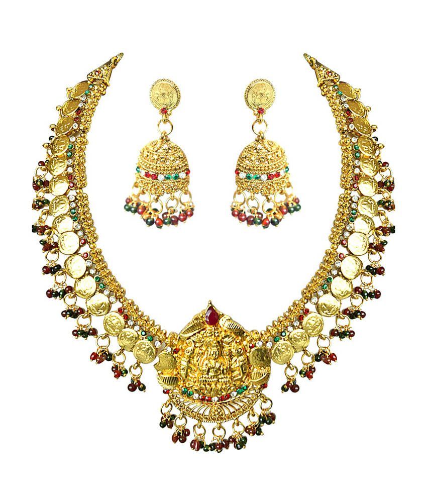 Surat Diamonds Antique Multicolour Necklace Set Indian Goddess Grace