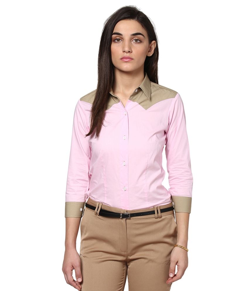 pink cotton shirt ladies