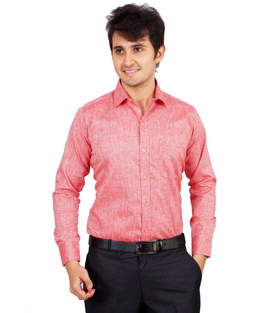 Helg Red Linen Formal Shirt For Men - Buy Helg Red Linen Formal Shirt ...