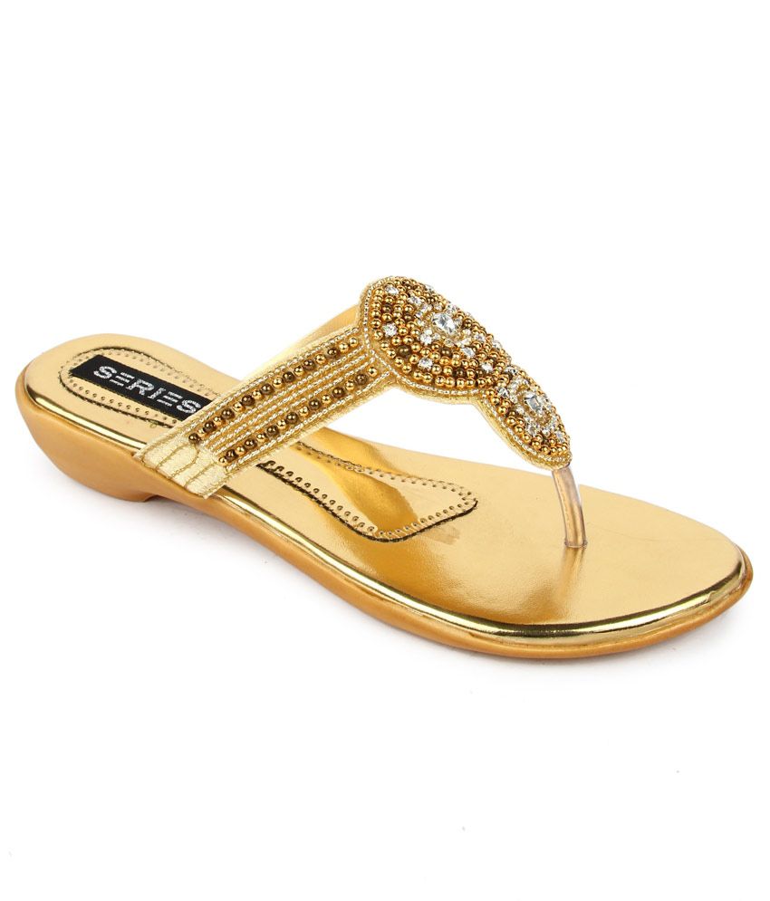 Series Gold Low Heel Flip Flop Slippers Price in India- Buy Series Gold ...