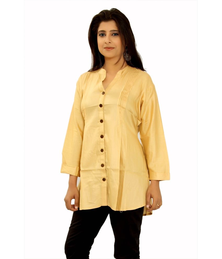 Aawari Beige Poly Rayon Plain Kurti - Buy Aawari Beige Poly Rayon Plain ...