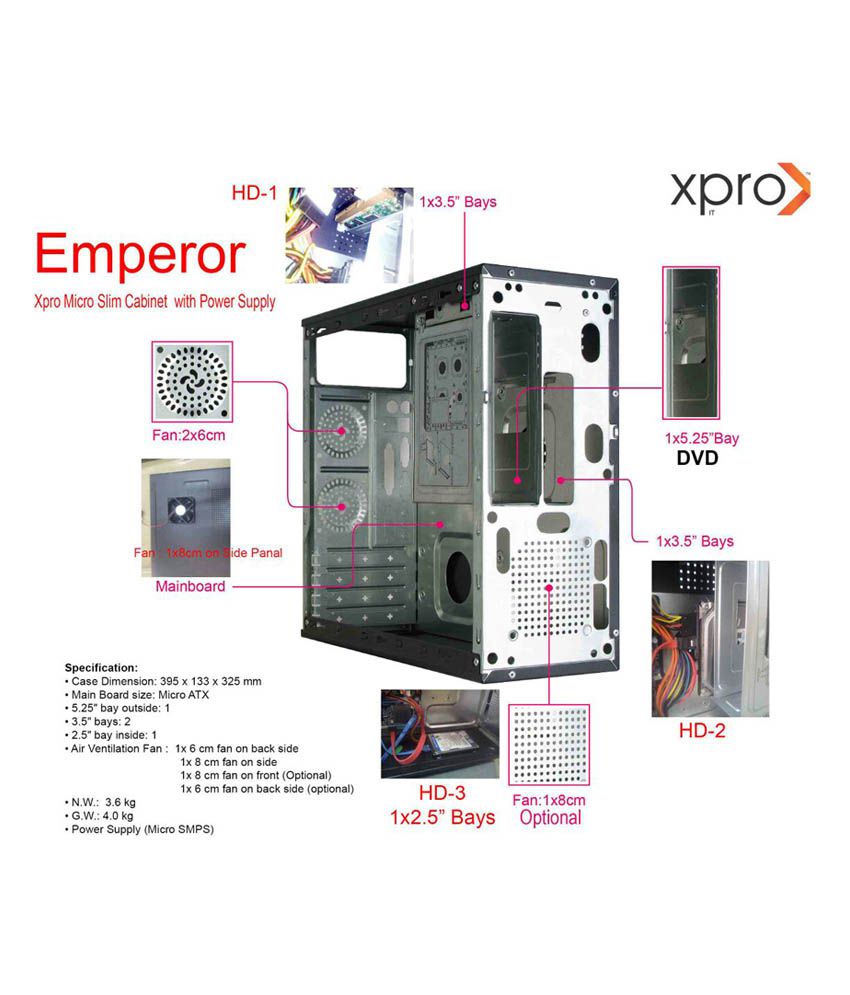 Xpro Micro Slim Atx Cabinet With Power Supply Buy Xpro Micro