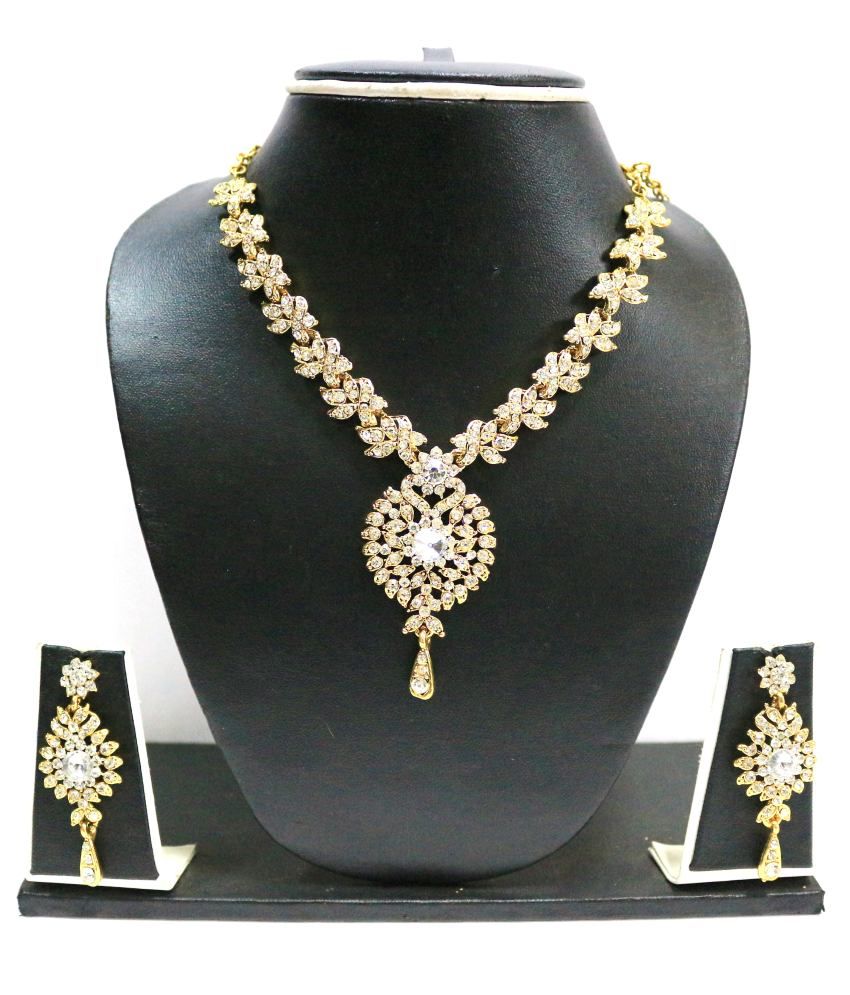 Zaveri Pearls Golden Alloy Contemporary Necklace Set Buy Zaveri